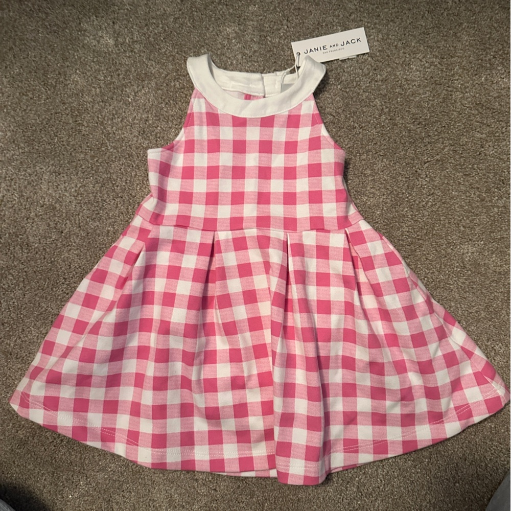 NWT Janie and Jack Pink and White Checkered Dress